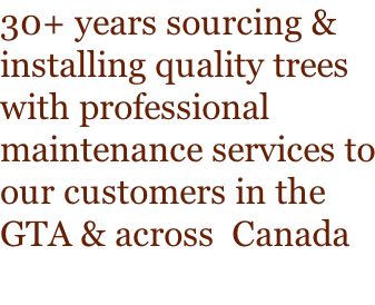30+ years sourcing & installing quality trees with professional maintenance services to our customers in the GTA & across Canada